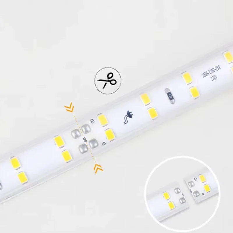 פס לדים גמיש 220 וולט עמיד במים לתנאי חוץ ופנים (בין 1 ל-30 מטר) – מתאים לעמדות ותצוגות משקפיים